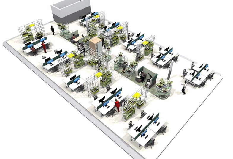 Cowerk_Perspectief kantoormeubilair CurvedCast plattegrond